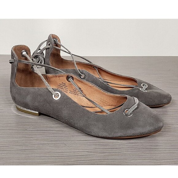 Halogen Nella Ghillie Flat, Grey Kid Leather, Womens Size 5.5 & 8.5 - Picture 2 of 10